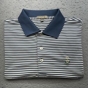 Peter Millar Polo Shirt Men Extra Large Blue Peach Tree Golf Club Performance‎